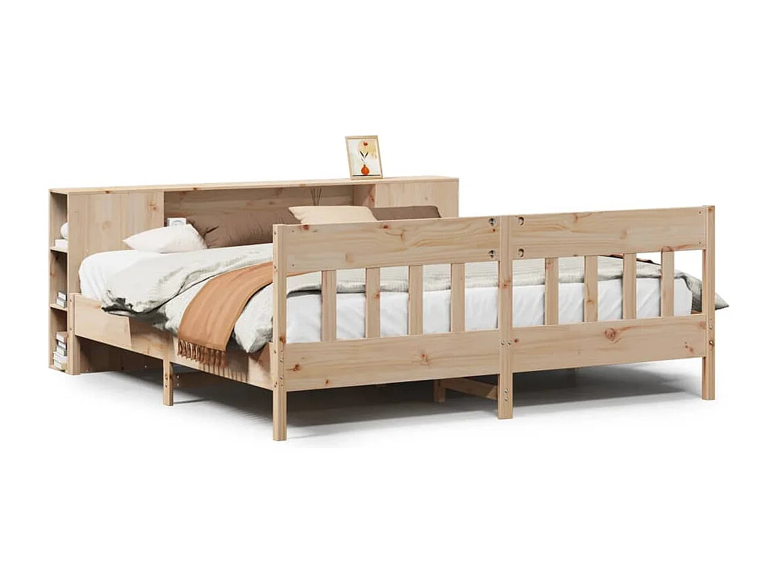 Cama con estantería sin colchón madera maciza de pino 180x200cm