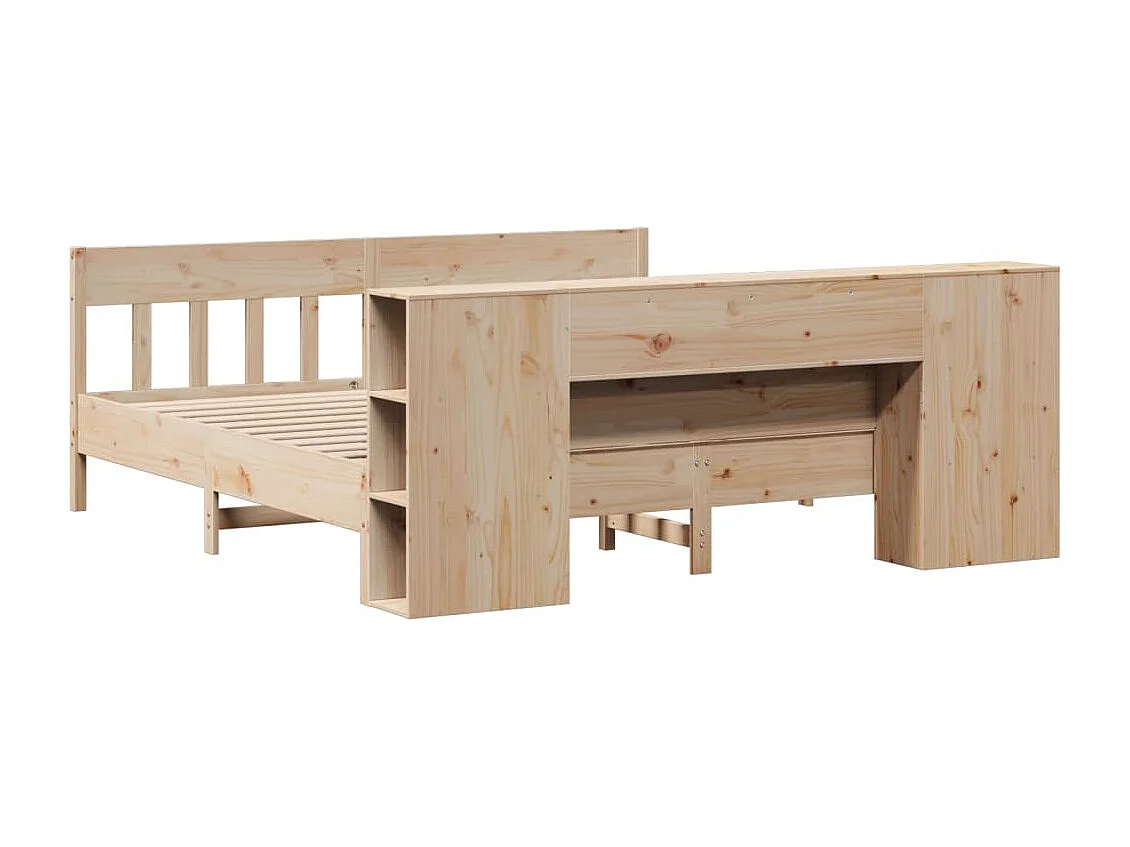 Cama con estantería sin colchón madera maciza de pino 180x200cm