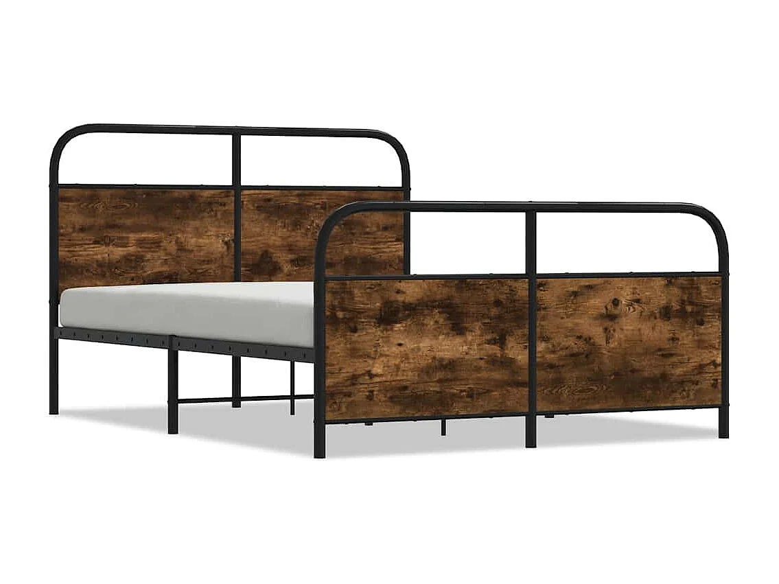 Estructura de cama sin colchón metal roble ahumado 137x190 cm