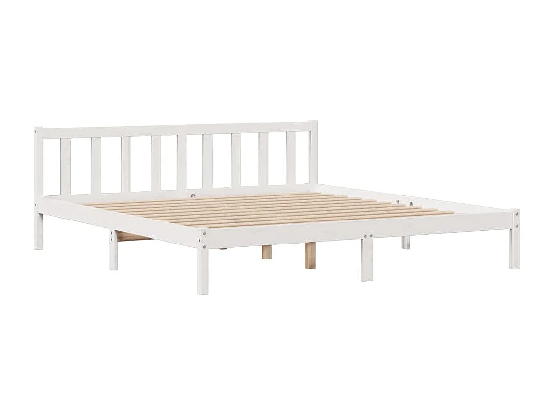 Cama con estantería sin colchón madera maciza blanca 180x200 cm