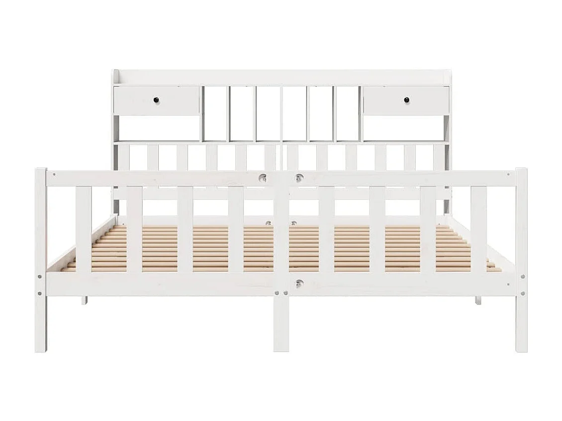Lit bibliothèque sans matelas blanc 180x200 cm bois pin massif