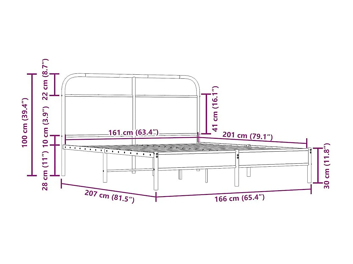 Cadre de lit sans matelas 160x200 cm chêne fumé bois ingénierie