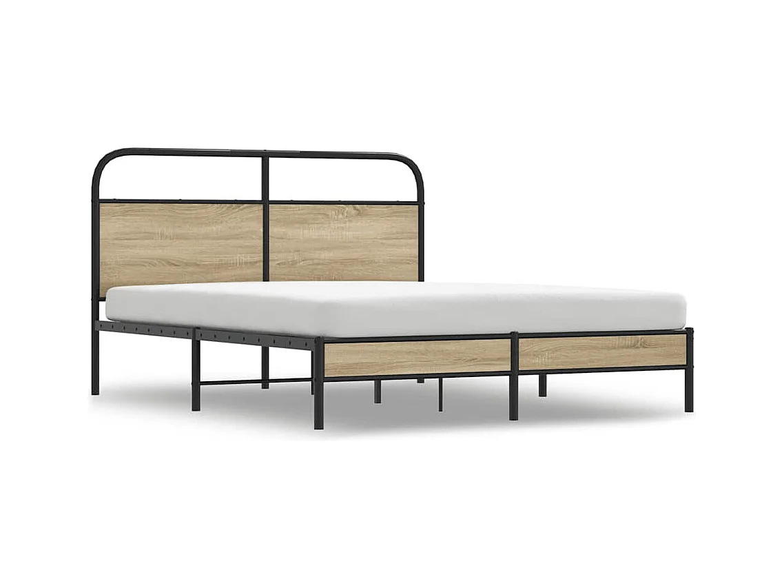 Estrutura de cama s/ colchão derivados madeira carvalho fumado