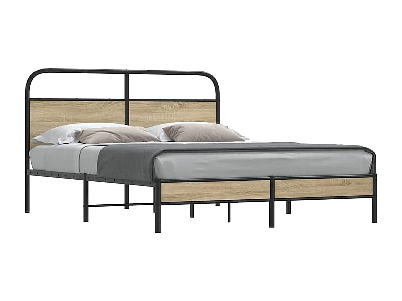 Estructura de cama sin colchón 160x200 cm madera roble ahumado