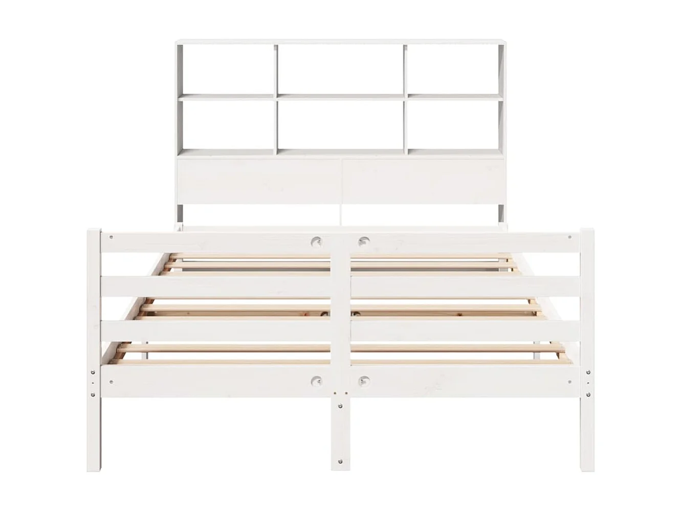 Lit bibliothèque sans matelas blanc 135x190 cm bois pin massif