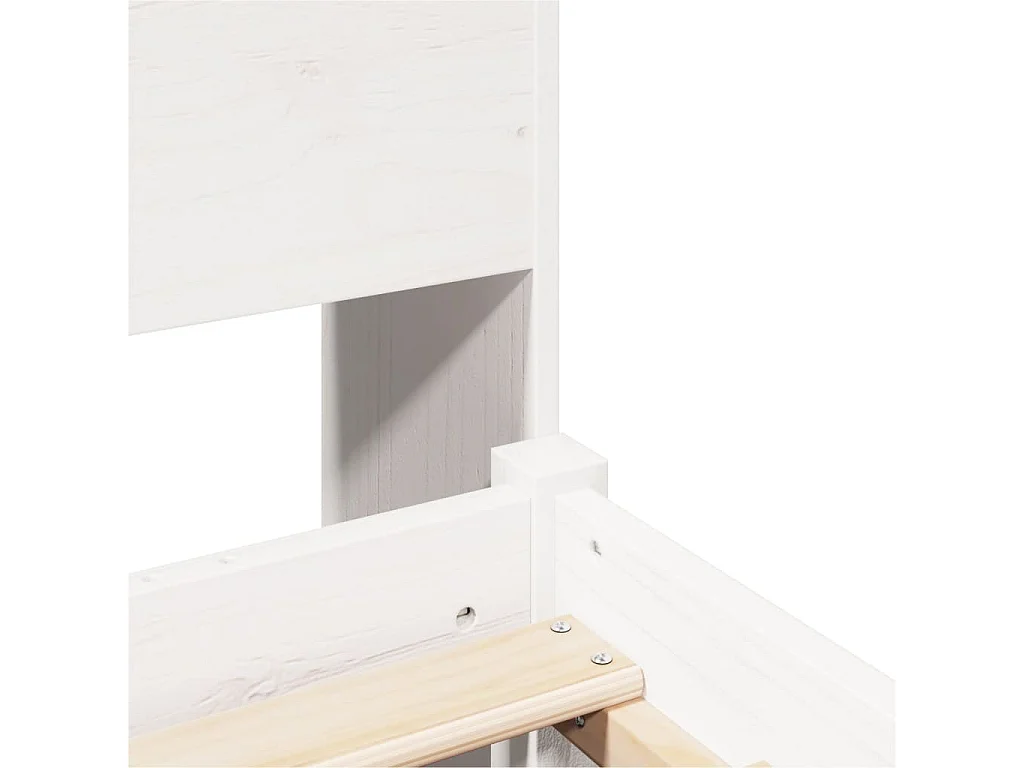 Lit bibliothèque sans matelas blanc 135x190 cm bois pin massif
