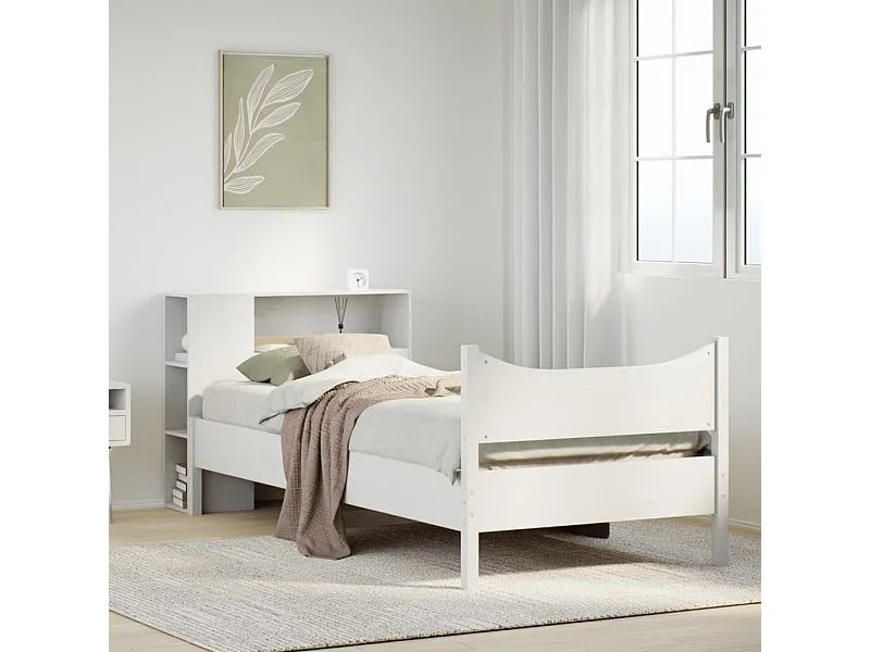 Estructura de cama sin colchón madera de pino blanca 90x200 cm