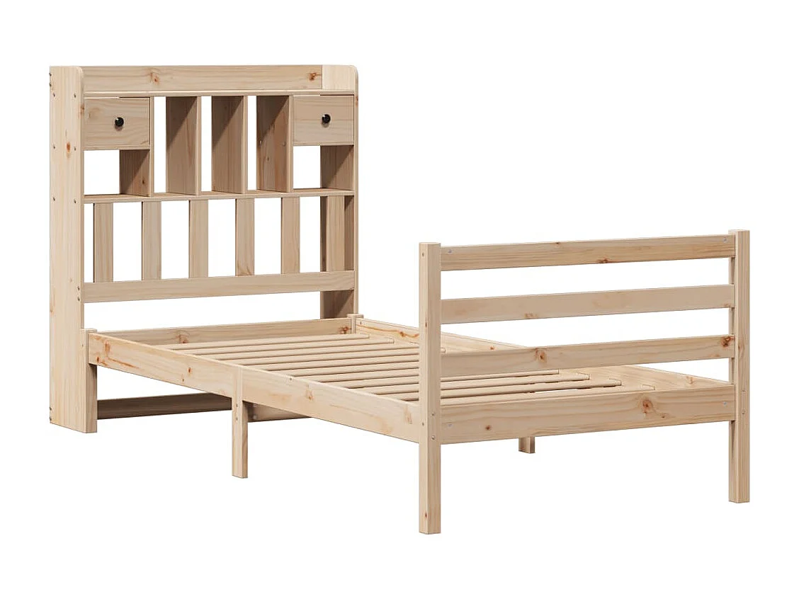 Cama con estantería sin colchón madera maciza de pino 75x190 cm