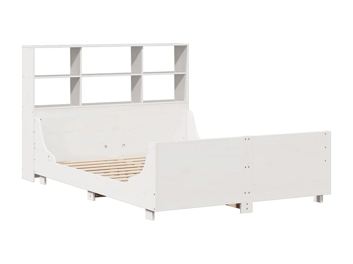 Cama com estante sem colchão 140x200 cm madeira maciça branco