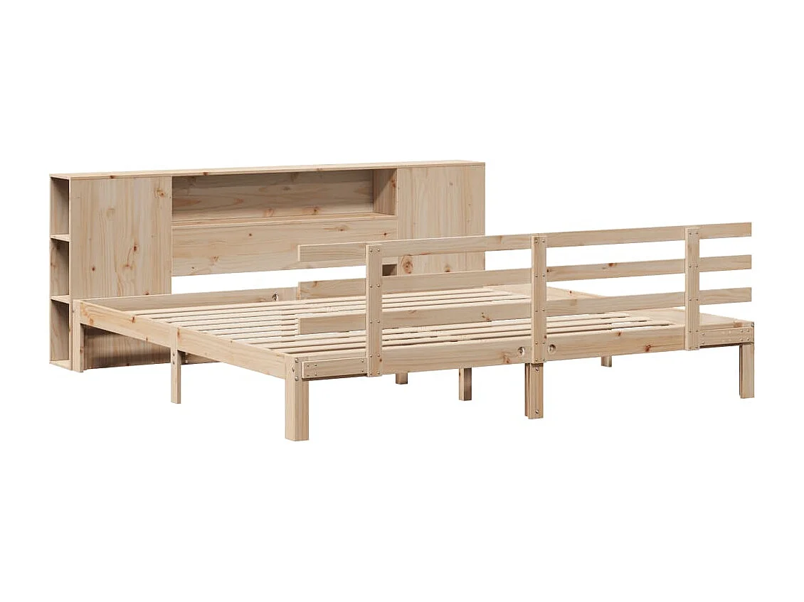 Lit bibliothèque sans matelas 180x200 cm bois massif de pin