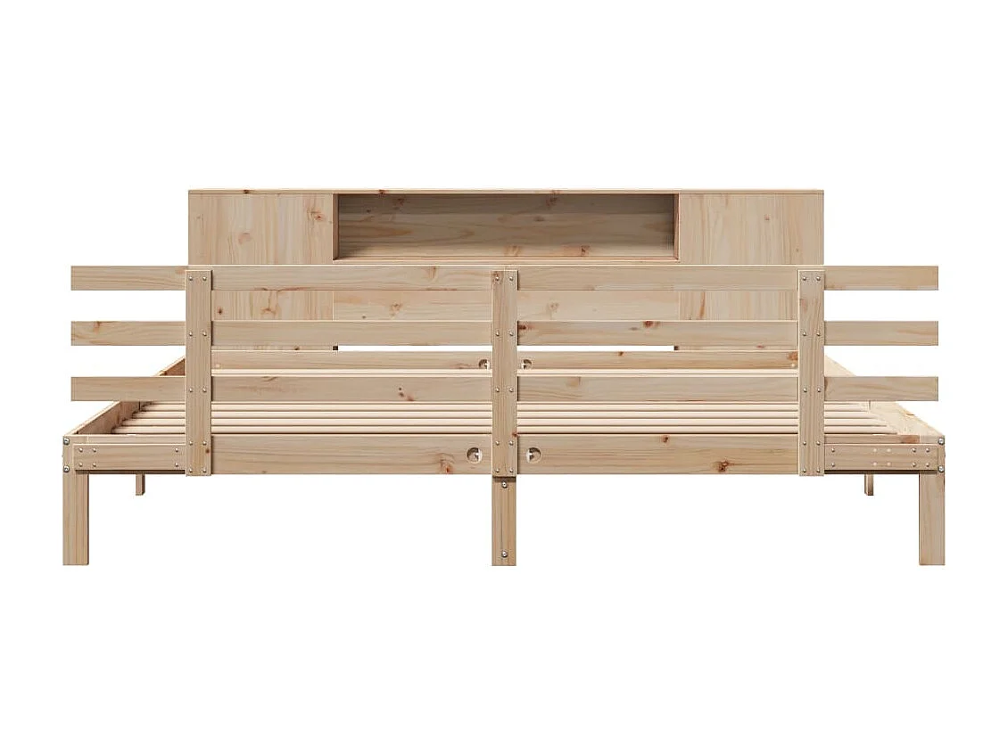 Lit bibliothèque sans matelas 180x200 cm bois massif de pin