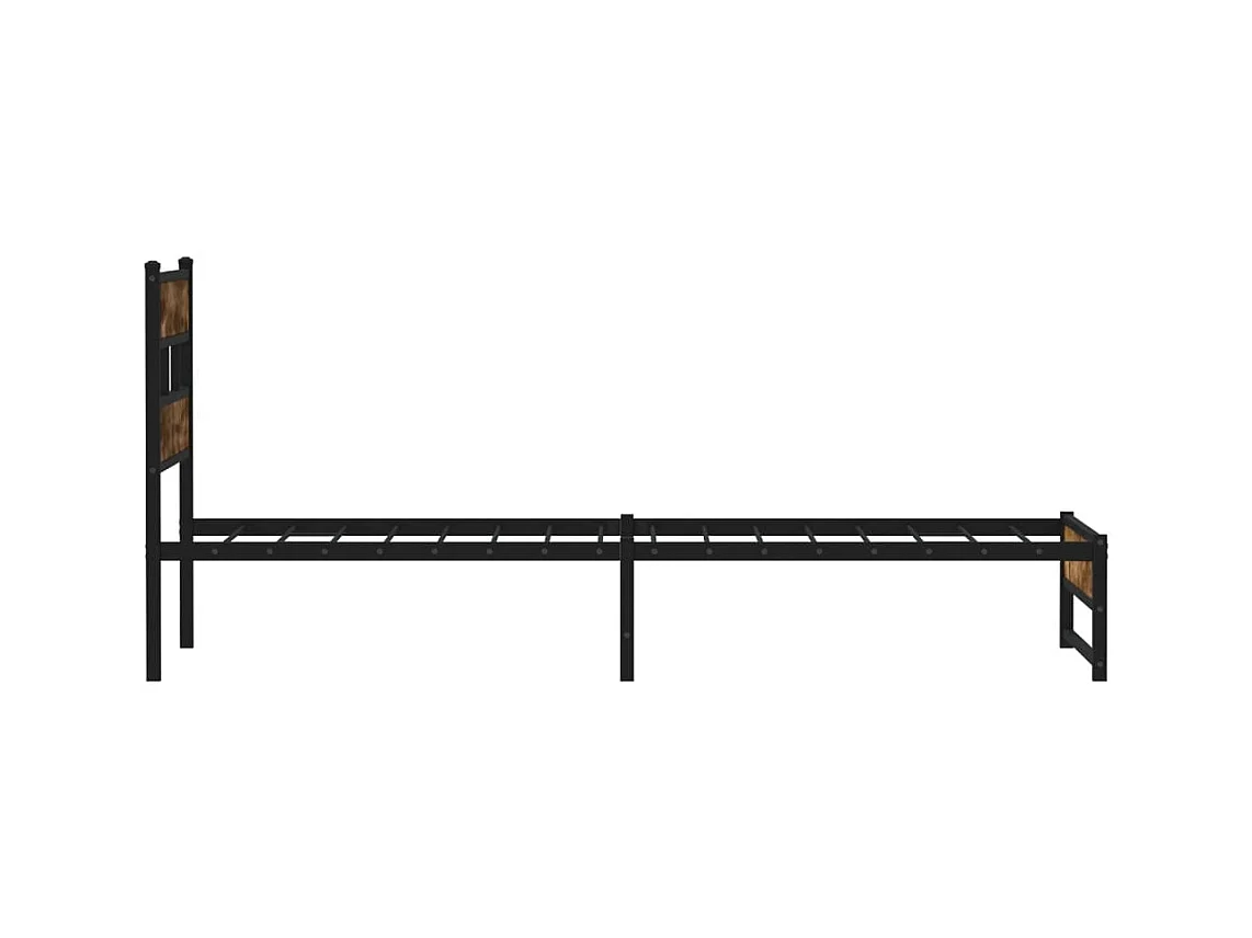 Estructura de cama sin colchón metal roble ahumado 100x200 cm