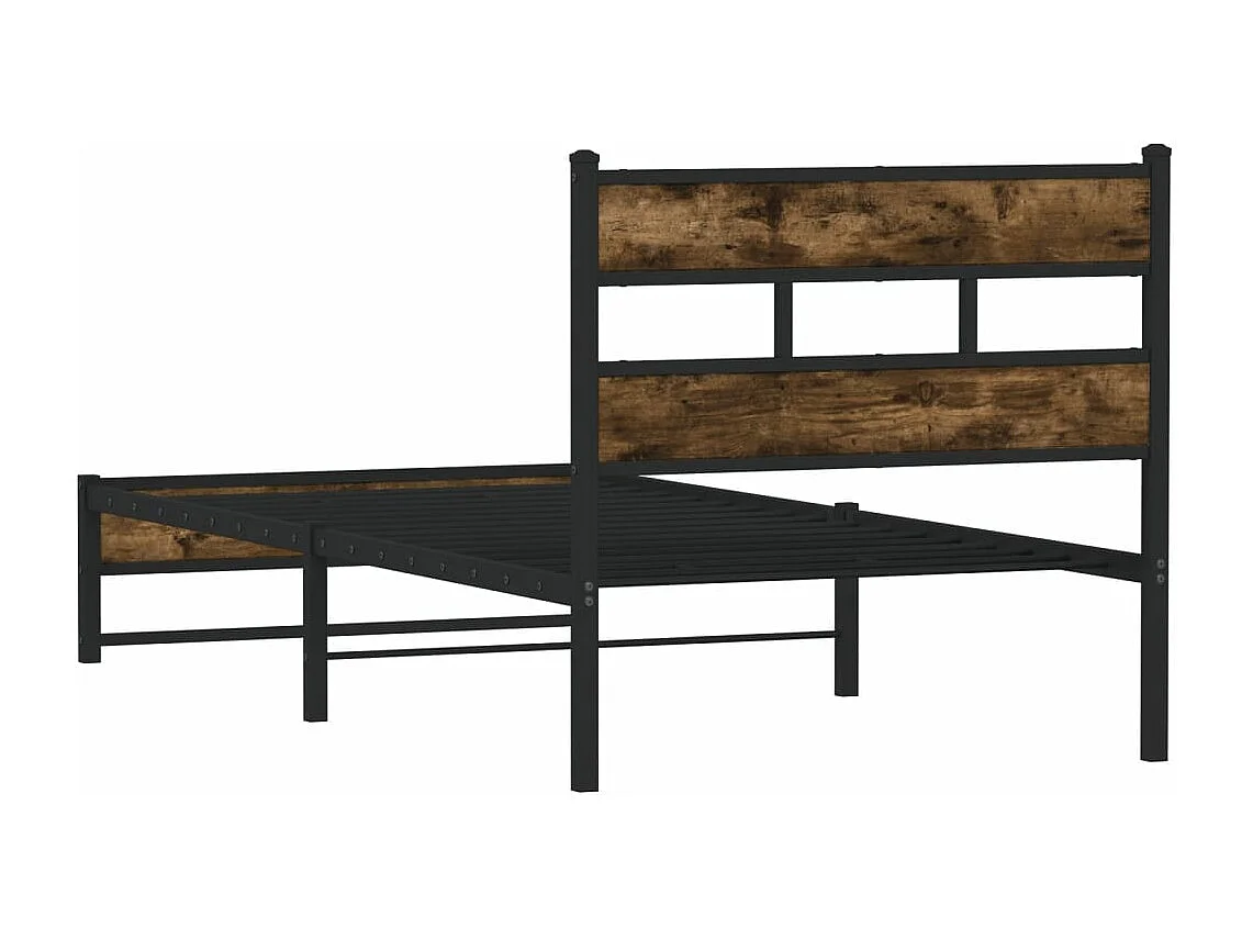 Cadre de lit en métal sans matelas chêne fumé 100x200 cm