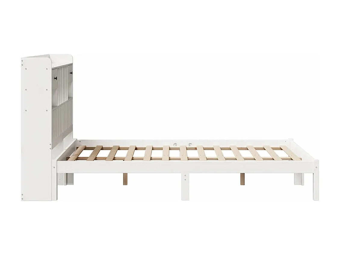 Lit bibliothèque sans matelas blanc 135x190 cm bois pin massif