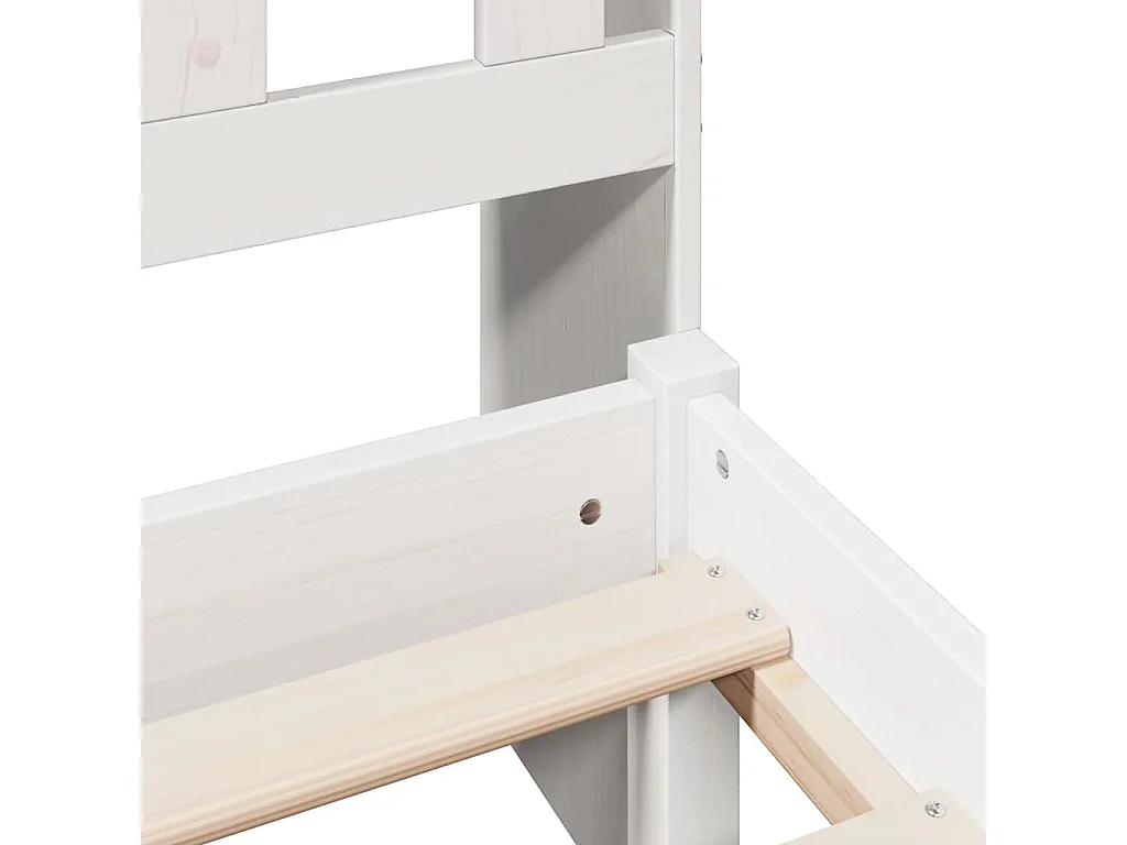 Lit bibliothèque sans matelas blanc 135x190 cm bois pin massif