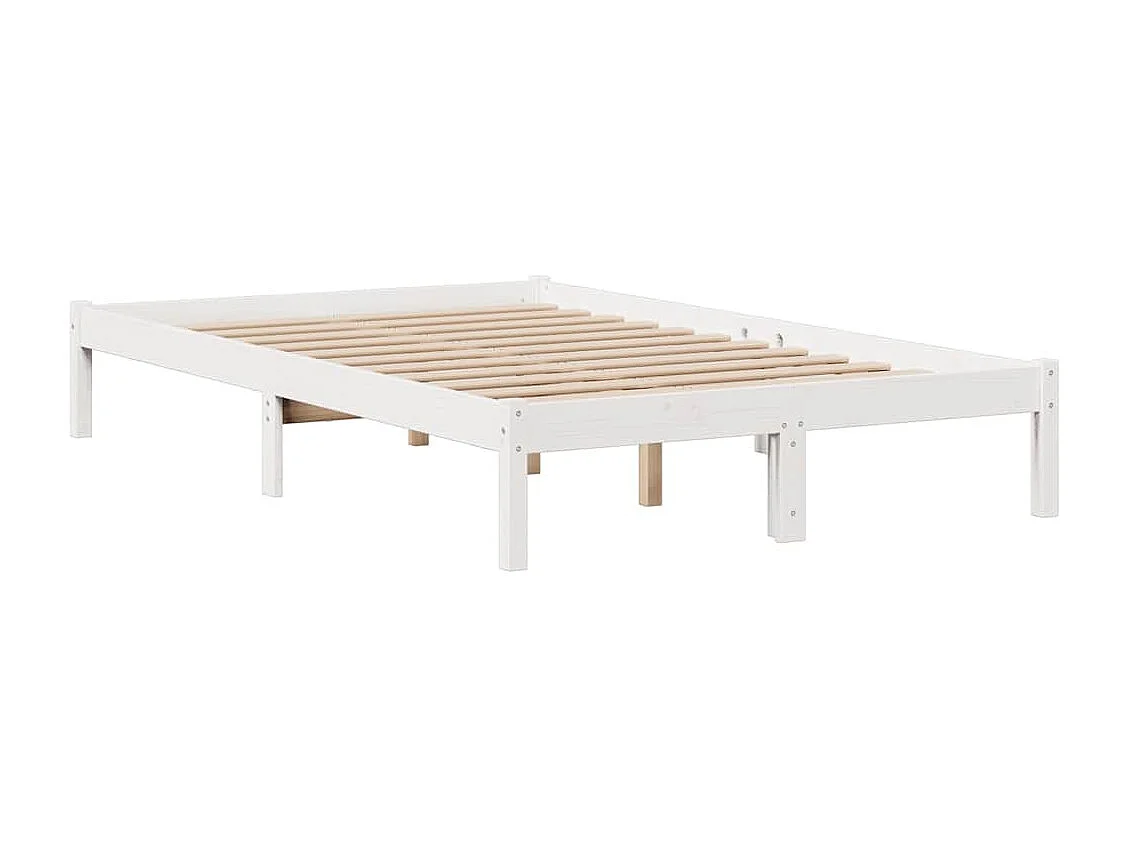 Cama con estantería sin colchón madera maciza blanca 135x190 cm