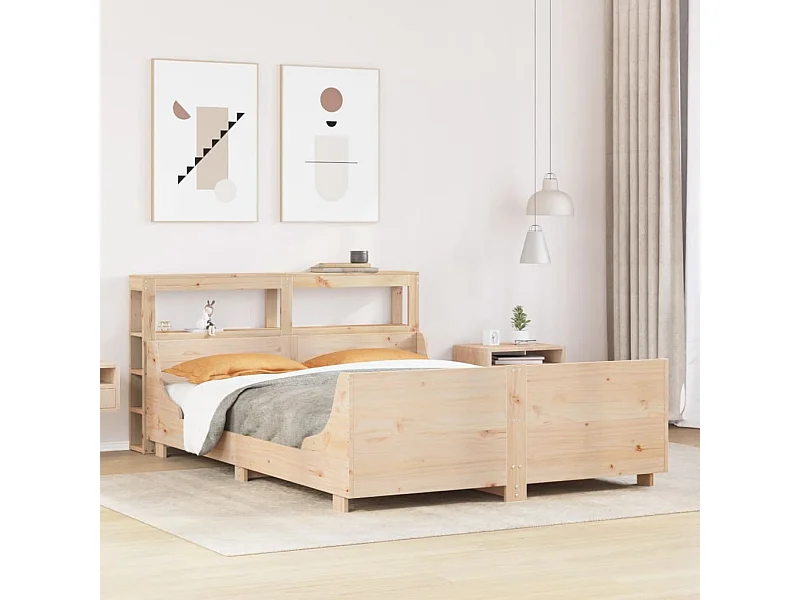 Estructura de cama sin colchón madera maciza de pino 140x190 cm