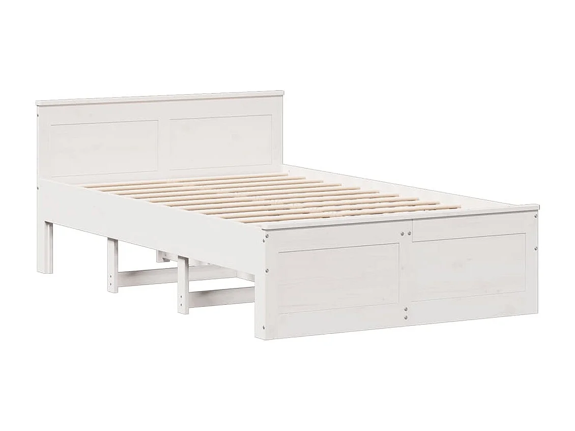 Cama con estantería sin colchón madera maciza blanca 135x190 cm