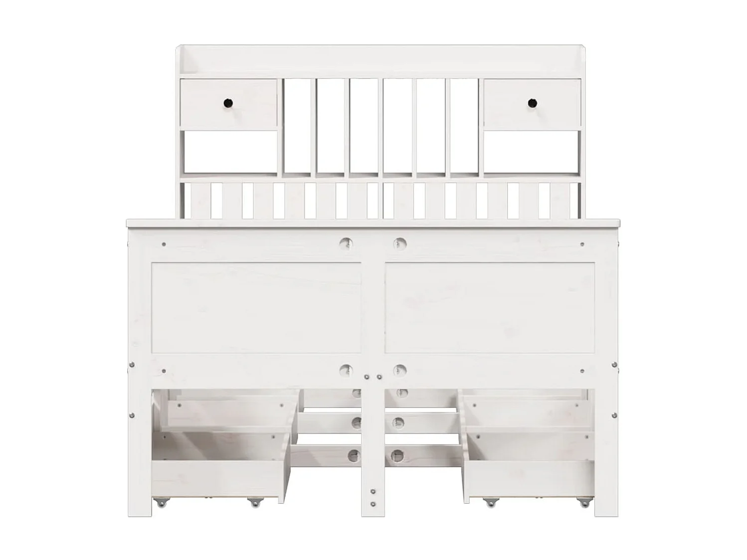 Cama con estantería sin colchón madera maciza blanca 135x190 cm