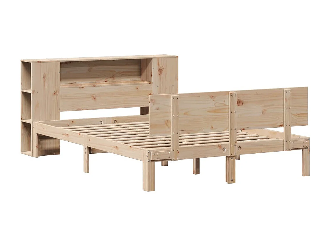 Cama con estantería sin colchón madera maciza de pino 140x190cm