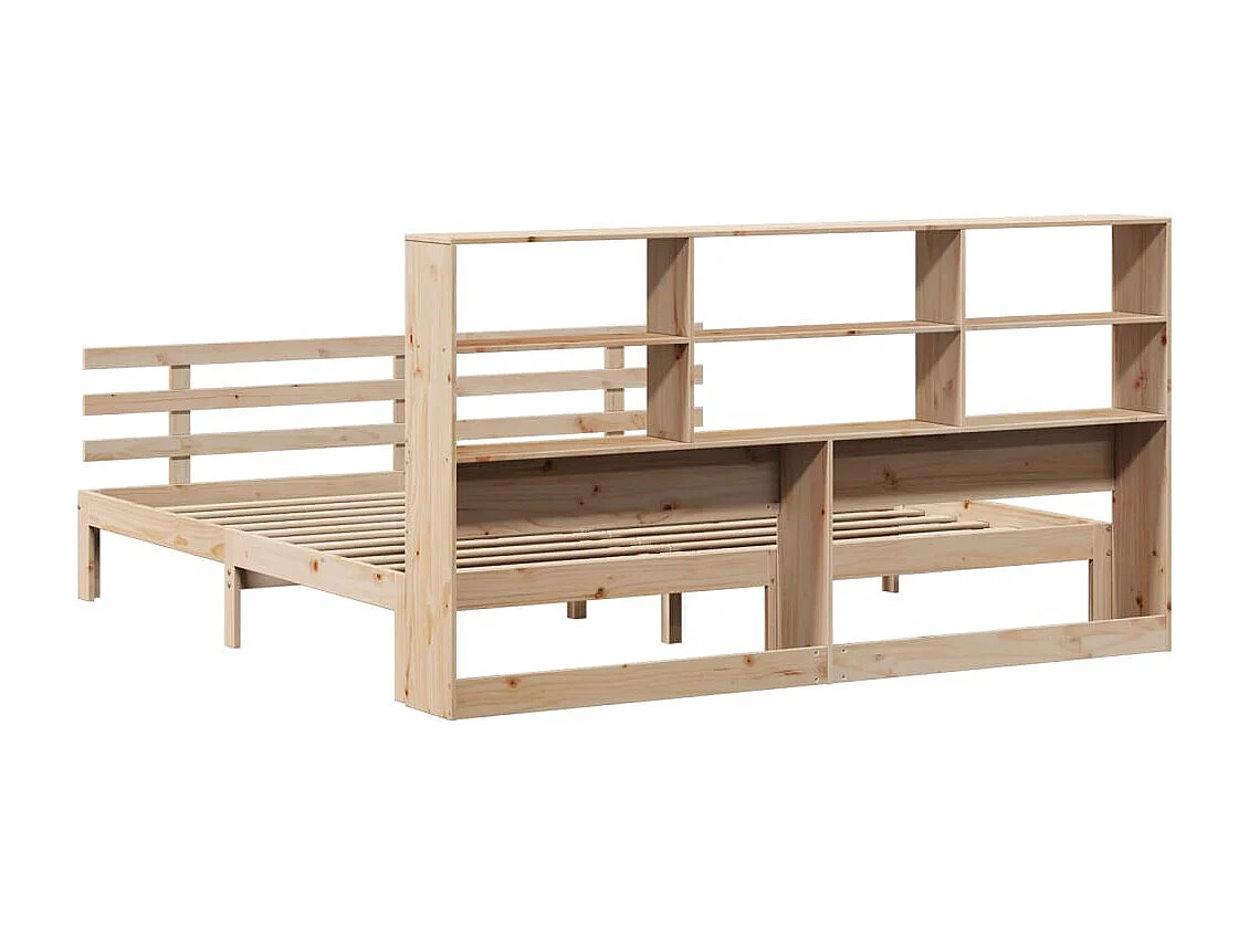 Cama con estantería sin colchón madera maciza de pino 180x200cm