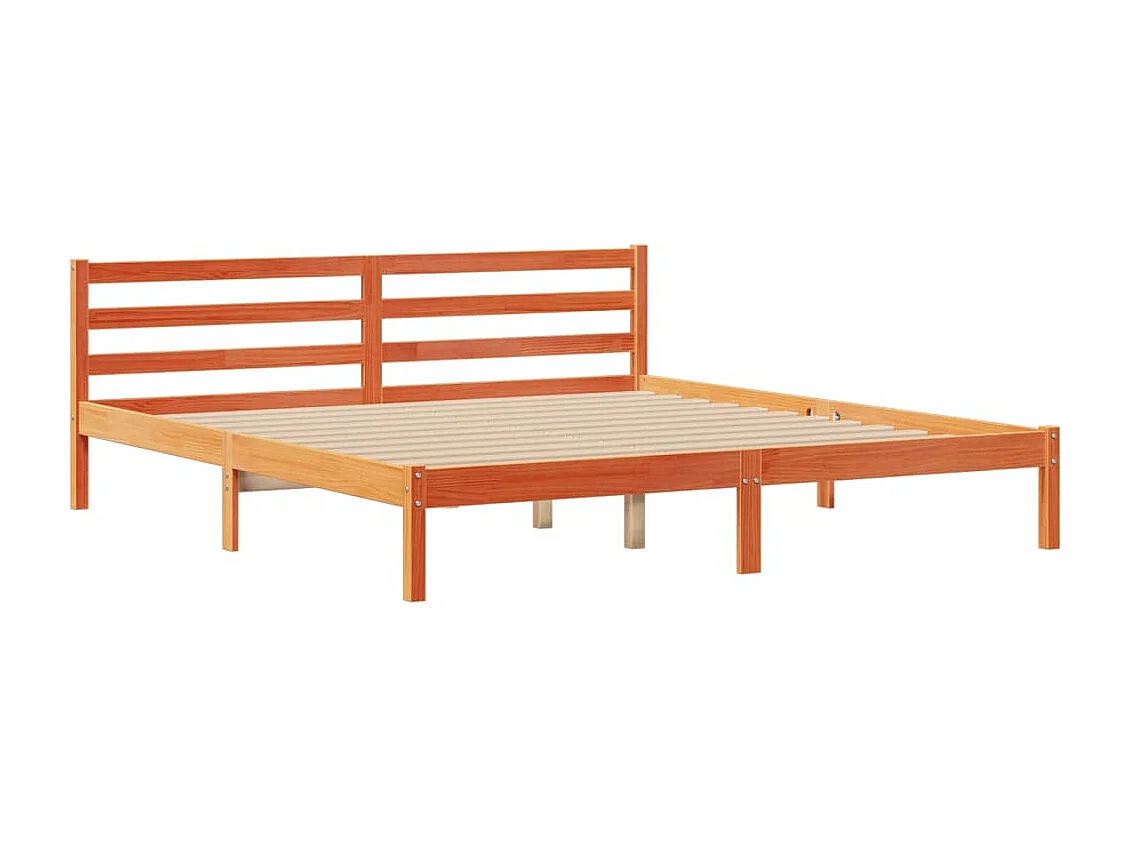 Cama con estantería sin colchón madera maciza marrón 180x200cm