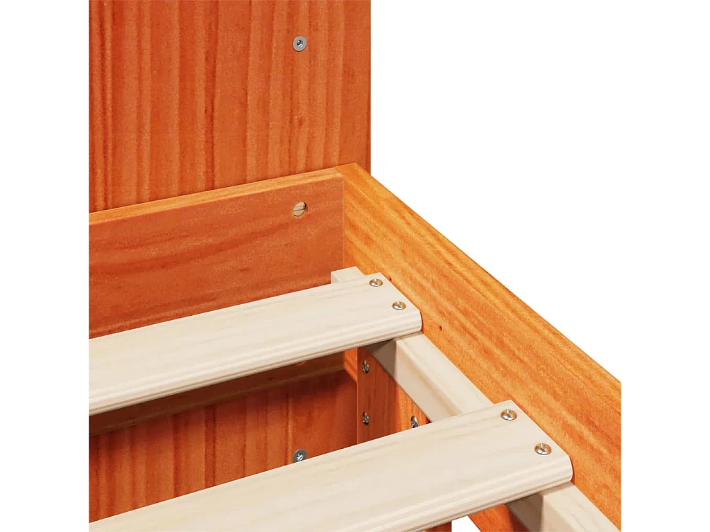 Cama sin colchón madera maciza de pino marrón cera 140x200 cm