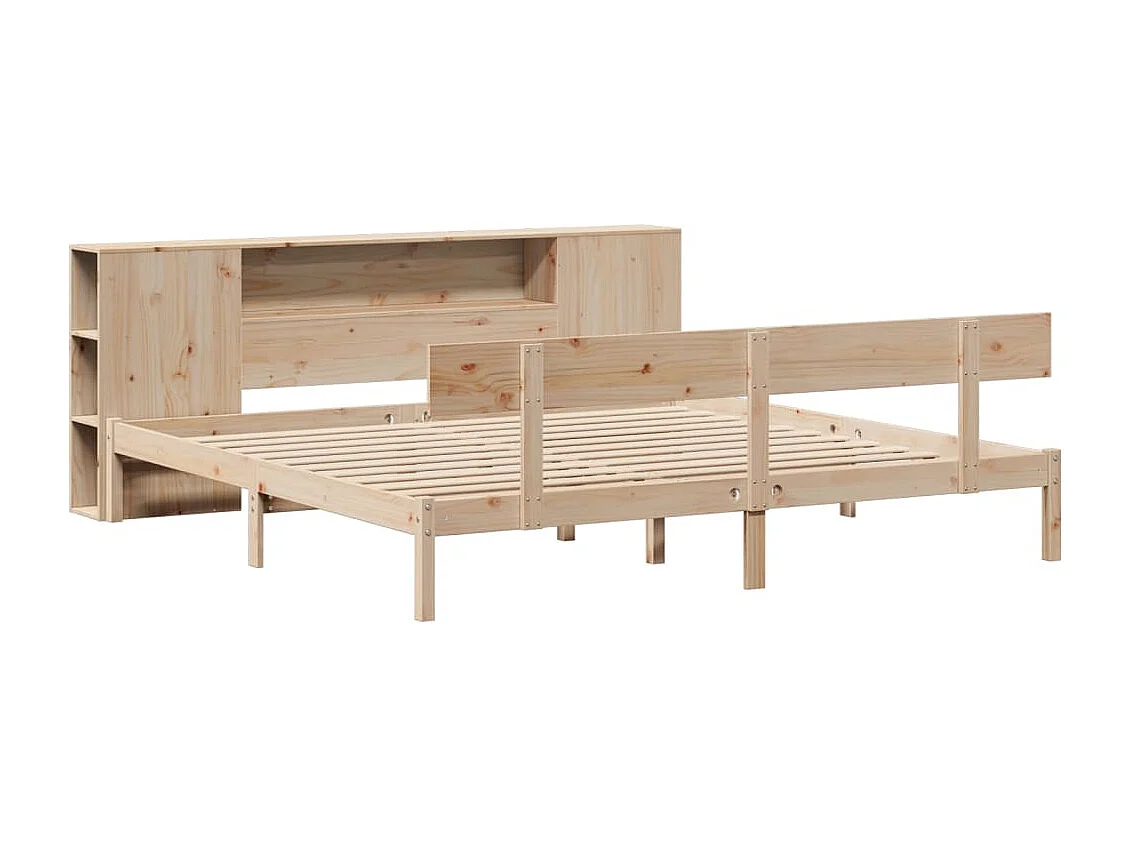 Lit bibliothèque sans matelas 180x200 cm bois massif de pin