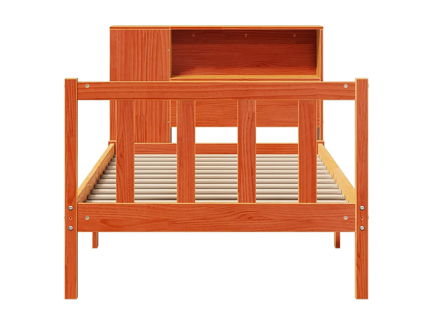 Cama con estantería sin colchón madera maciza marrón 75x190 cm
