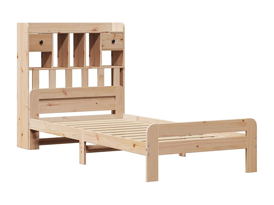 Lit bibliothèque sans matelas 75x190 cm bois de pin massif