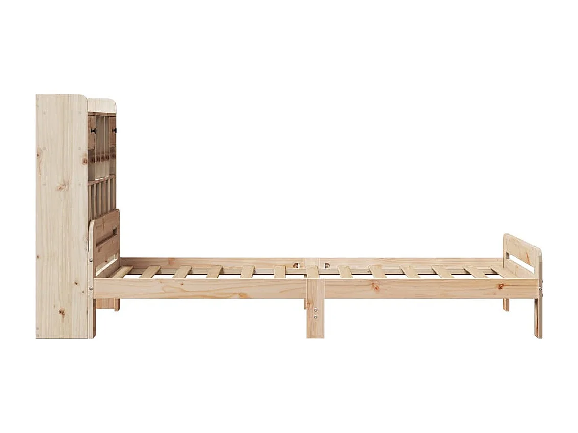 Lit bibliothèque sans matelas 75x190 cm bois de pin massif