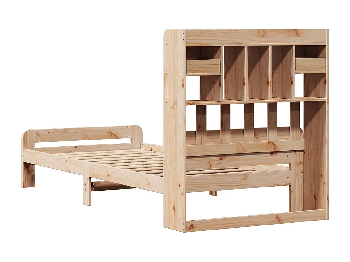 Lit bibliothèque sans matelas 75x190 cm bois de pin massif
