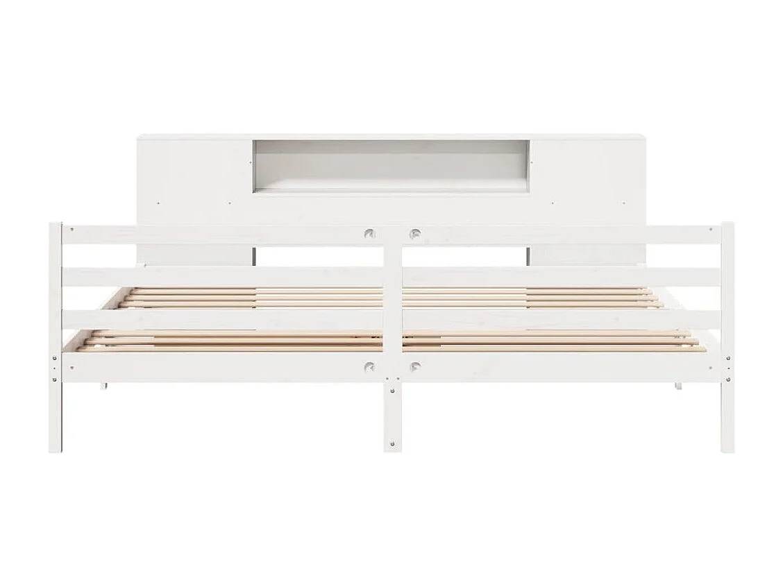 Lit bibliothèque sans matelas blanc 180x200 cm bois pin massif