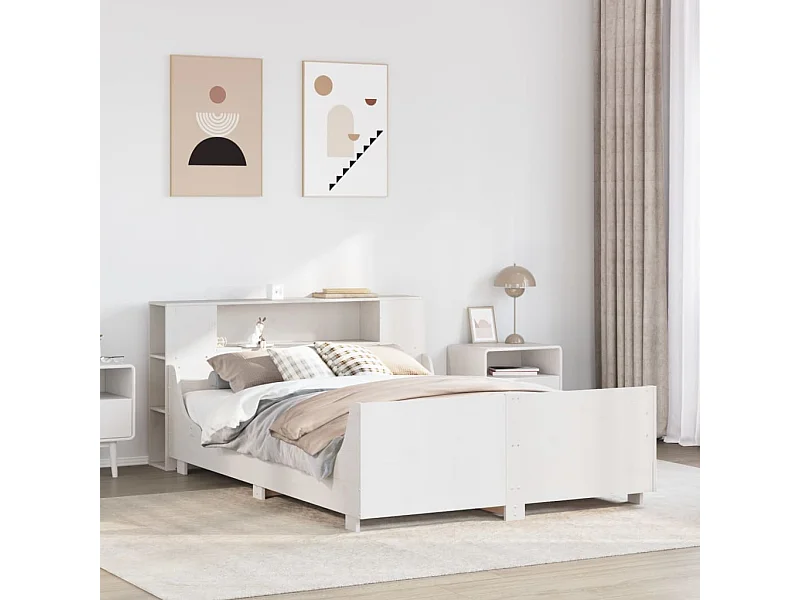 Cadre de lit sans matelas blanc 160x200 cm bois de pin massif