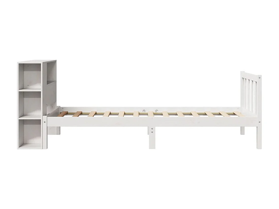 Cama con estantería sin colchón madera maciza blanco 90x200 cm