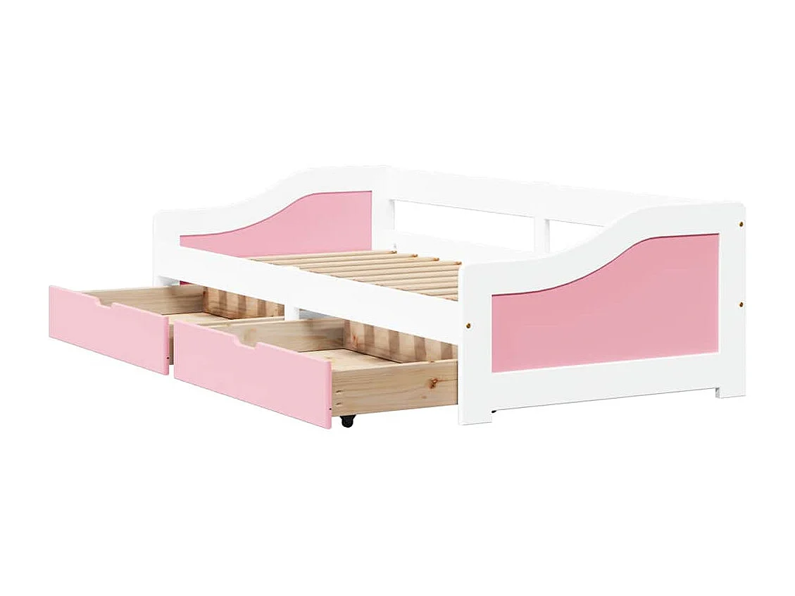 Sofá-cama com 2 gavetas sem colchão 90x200 cm IRUN branco&rosa