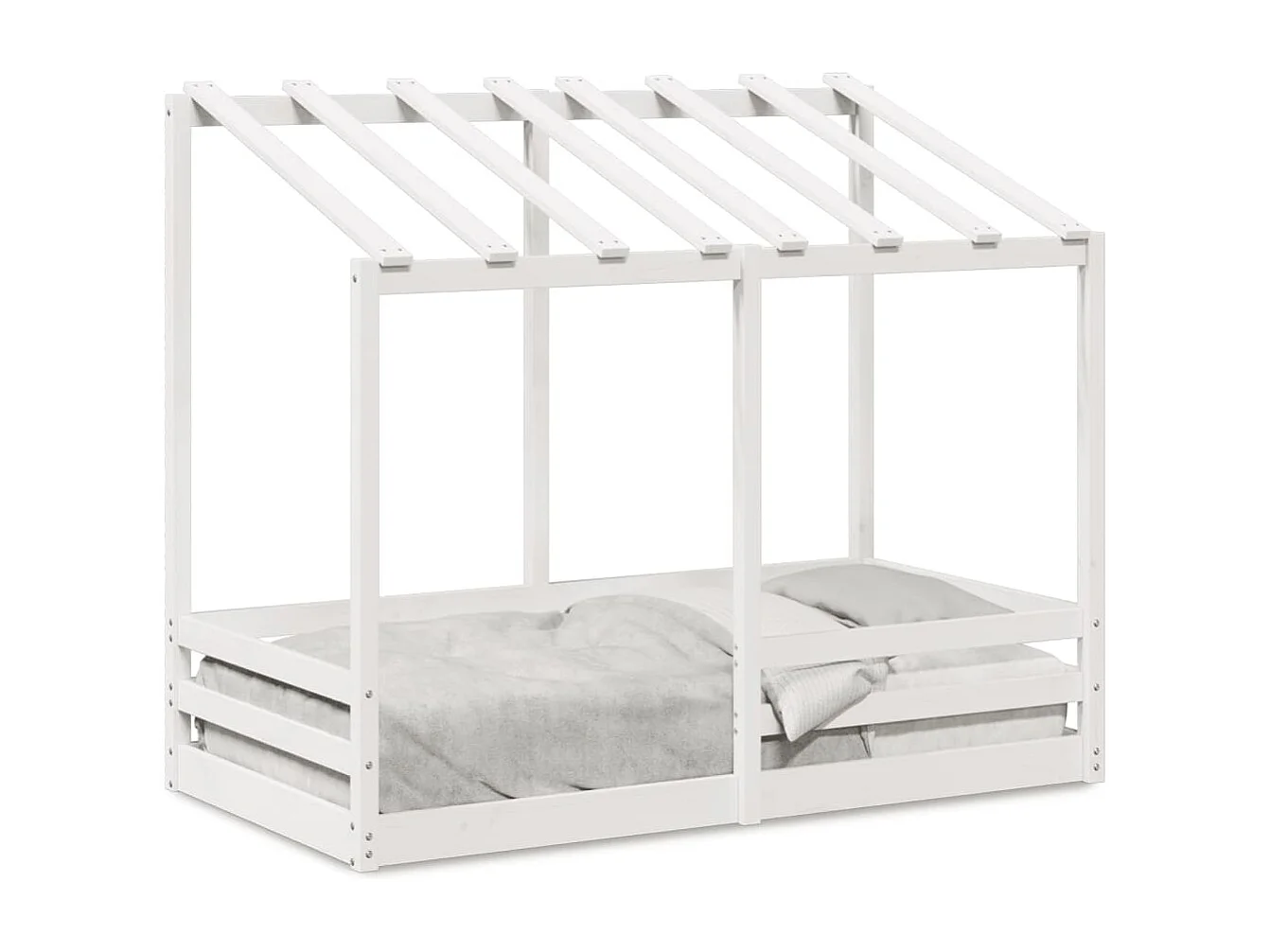 Cama para niños con techo madera de pino blanco 80x160 cm