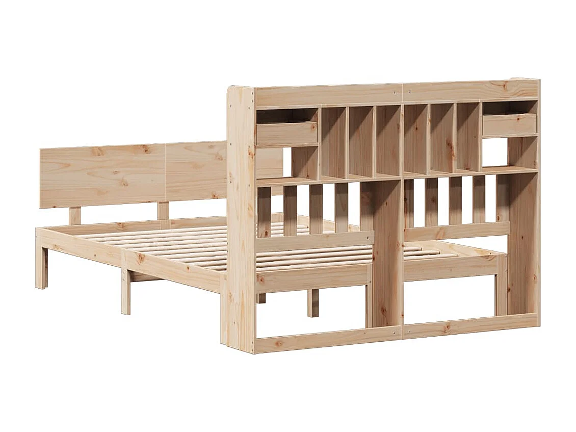 Cama com estante sem colchão 140x190 cm pinho maciço