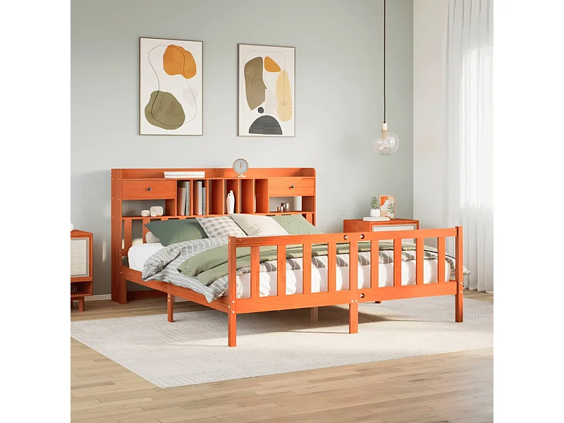 Cama com estante sem colchão 180x200 cm pinho maciço
