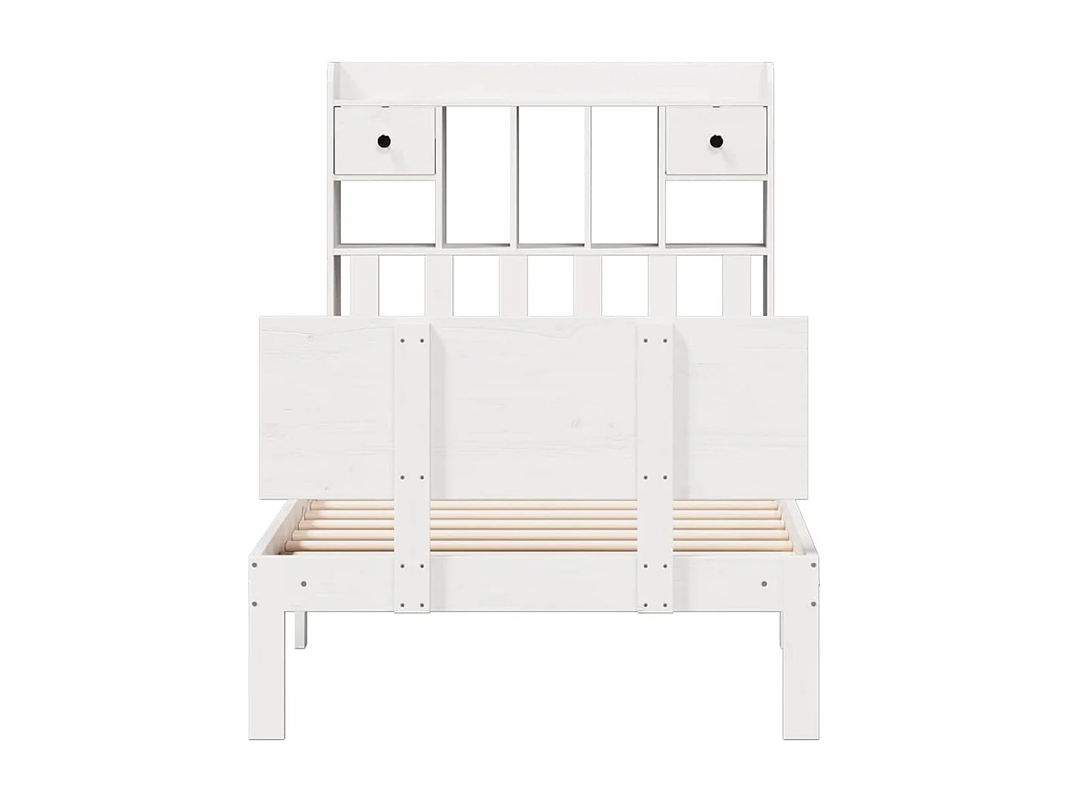 Cama com estante sem colchão 75x190 cm pinho maciço branco