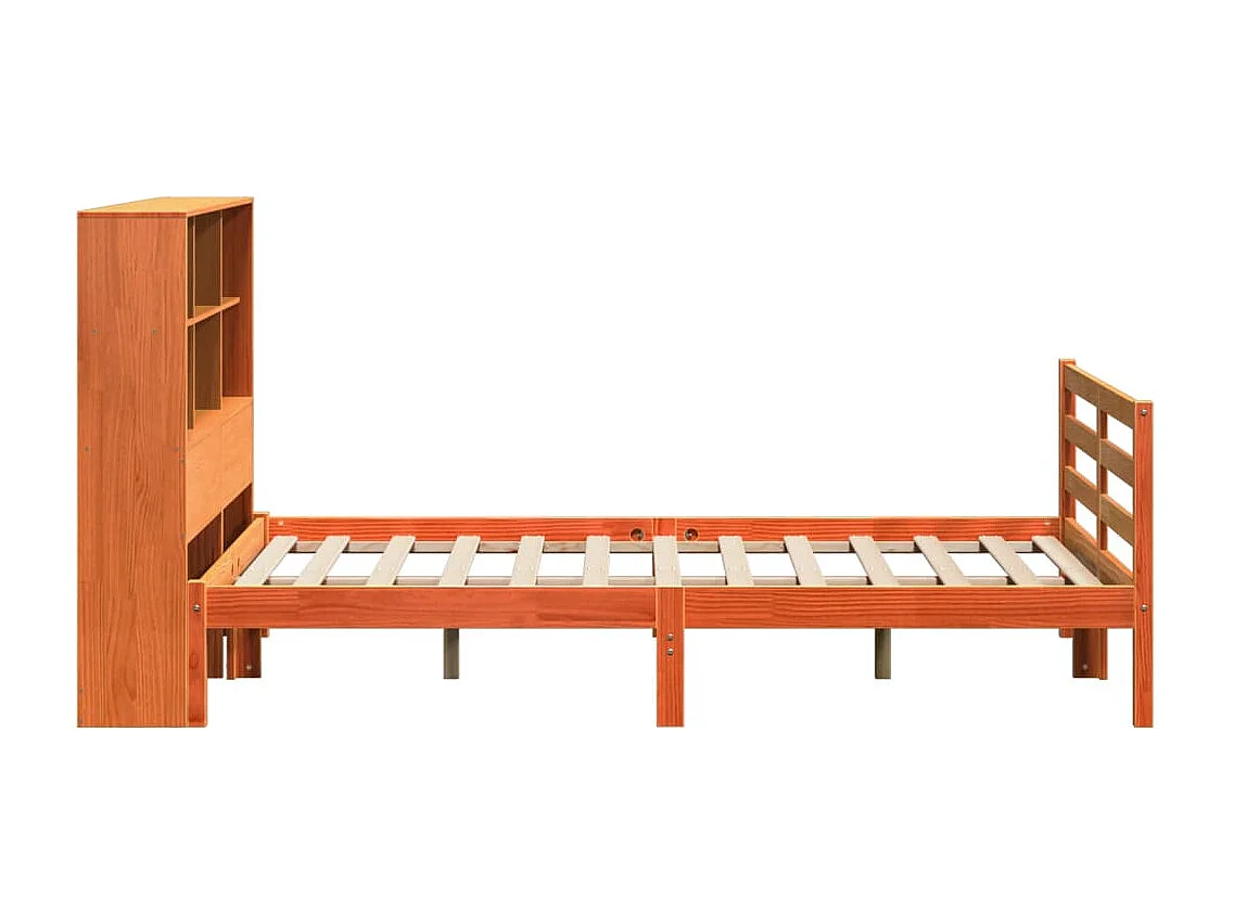 Cama con estantería sin colchón madera maciza marrón 120x190 cm