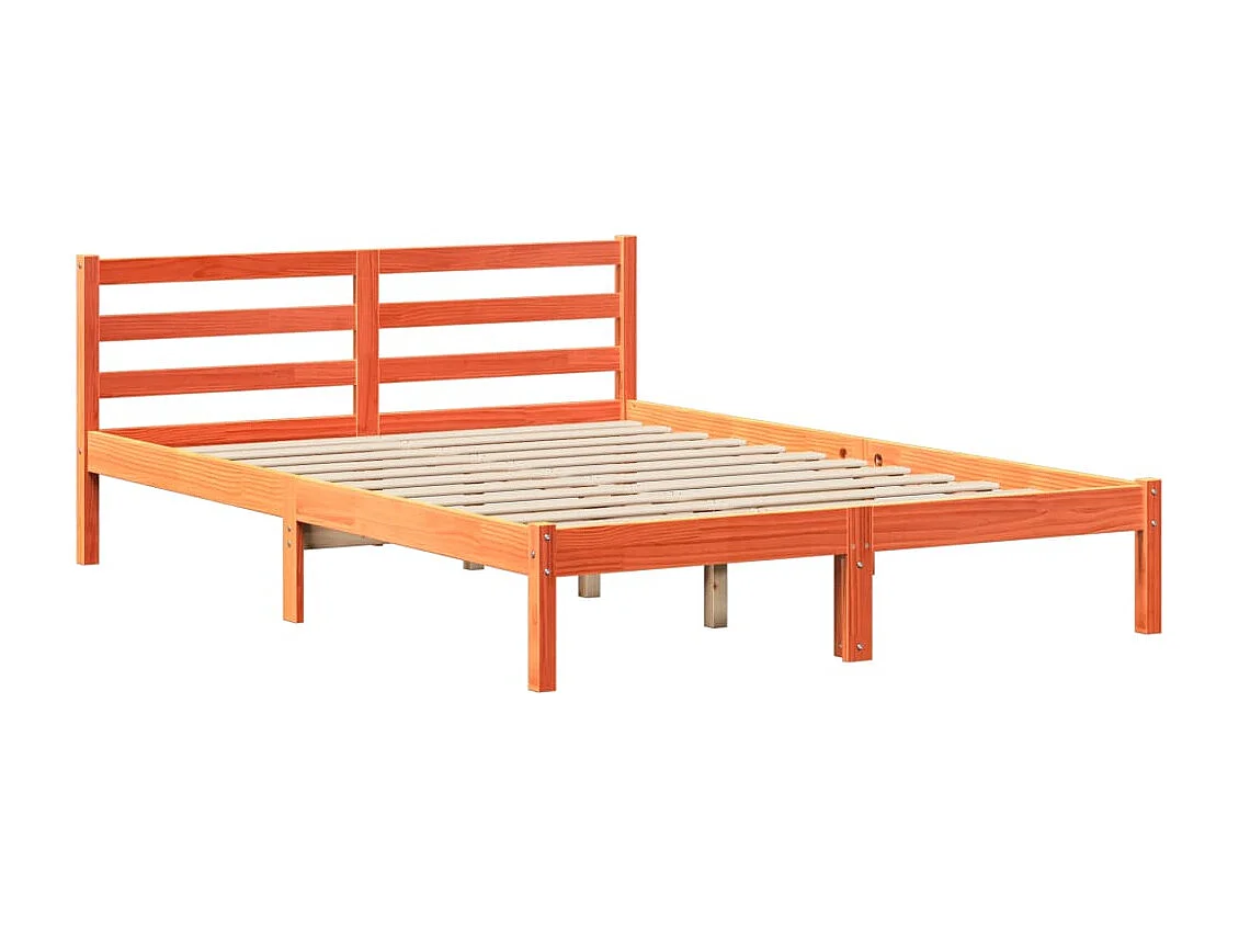 Cama con estantería sin colchón madera maciza marrón 120x190 cm