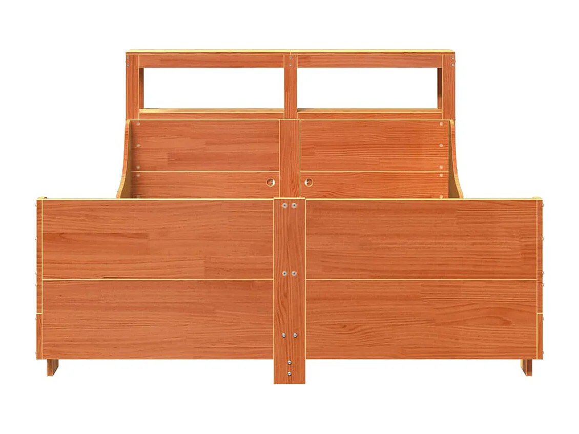 Cama sin colchón madera maciza de pino marrón cera 160x200 cm