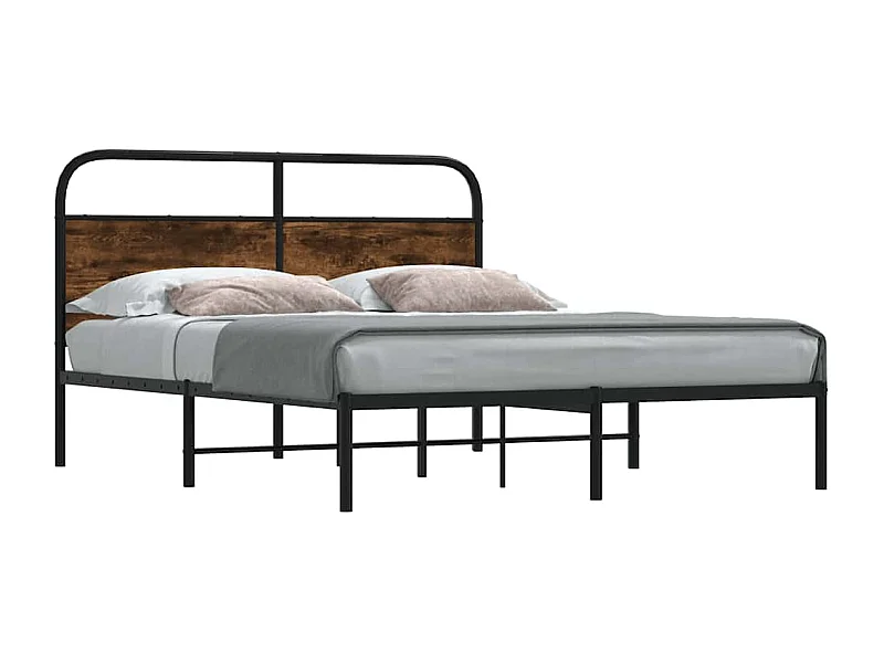 Cadre de lit sans matelas 140x200 cm chêne fumé bois ingénierie