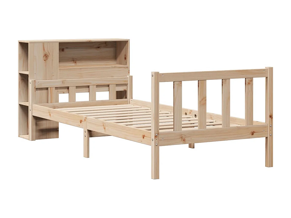 Cama con estantería sin colchón madera maciza de pino 100x200cm