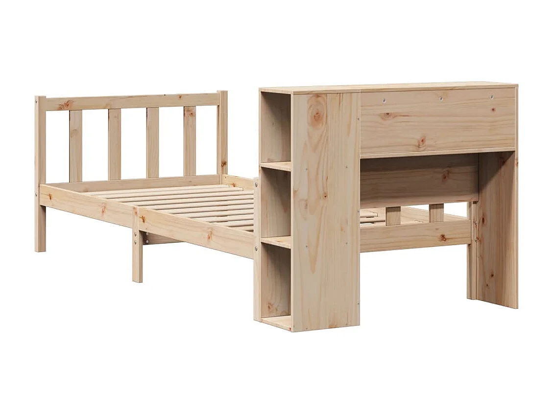 Cama con estantería sin colchón madera maciza de pino 100x200cm