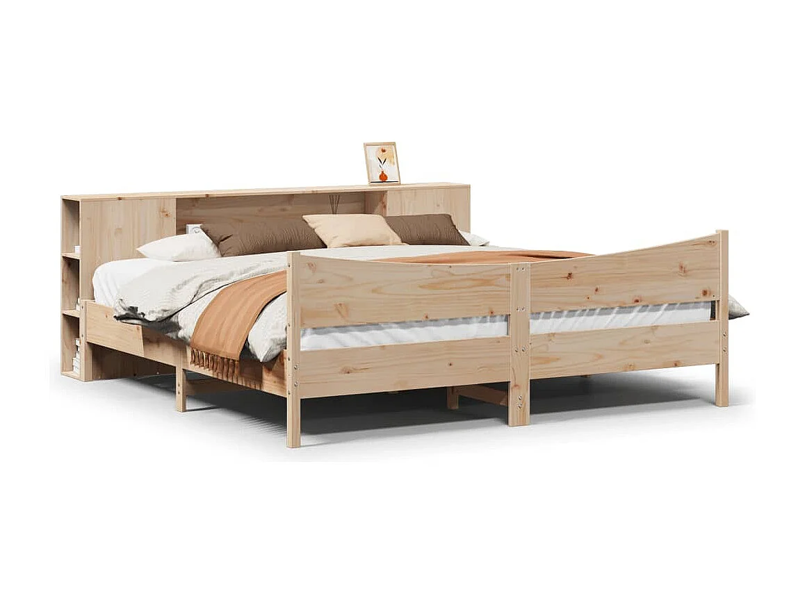 Cama sem colchão 200x200 cm madeira de pinho maciça