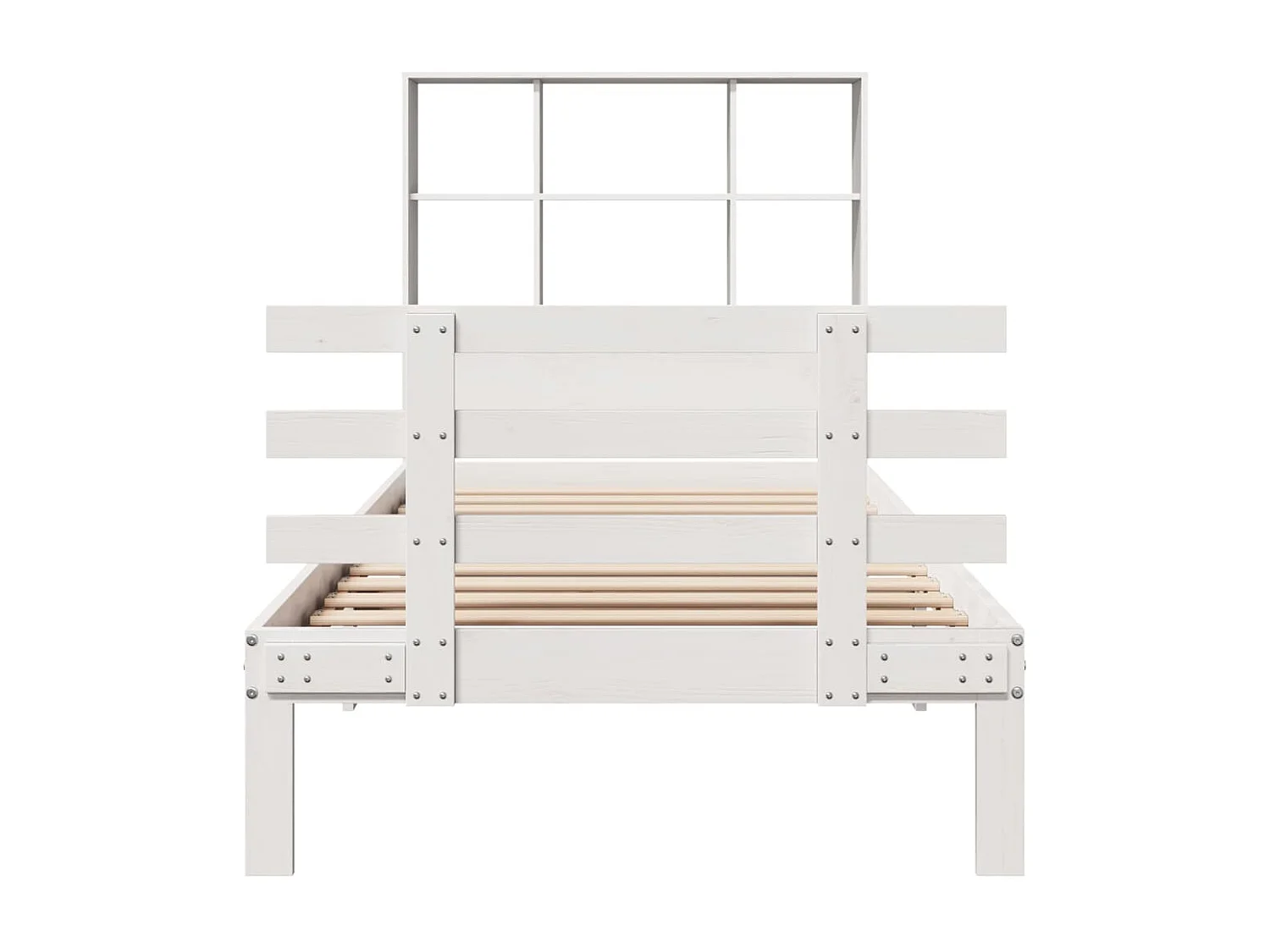 Lit bibliothèque sans matelas blanc 90x190cm bois de pin massif