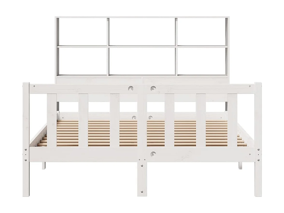 Cama com estante sem colchão 140x190 cm pinho maciço branco