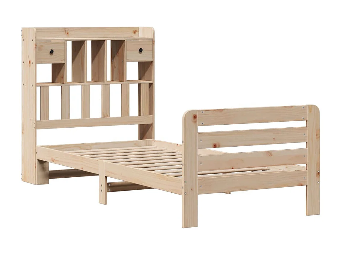 Cama com estante sem colchão 90x200 cm pinho maciço